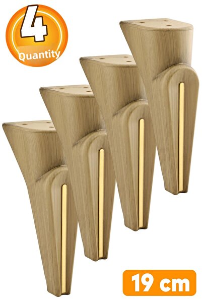 Badem10 (4 bucăți) Notă de muzică Nuc deschis 19 cm Mobilier Canapea Unitate TV Fotoliu Picior Picioare cu model din lemn