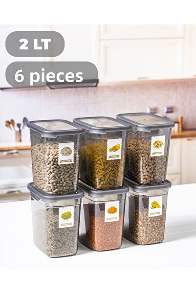 Per Class حاوية تخزين الطعام مع ملصق منظم 2 لتر، مجموعة من 6 قطع