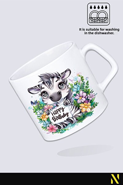 nilizma Happy Birthday Birthday Cute Zebra Mug Cup Mug 225 ml