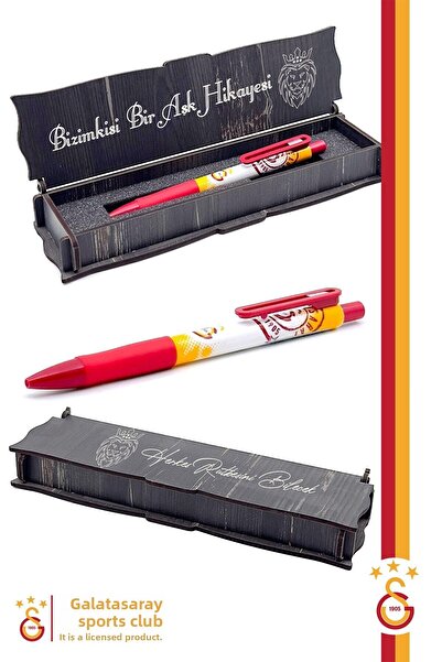 Galatasaray قلم ذو رأس متعدد الاستخدامات فاخر 0.7 - مع صندوق خشبي هدية
