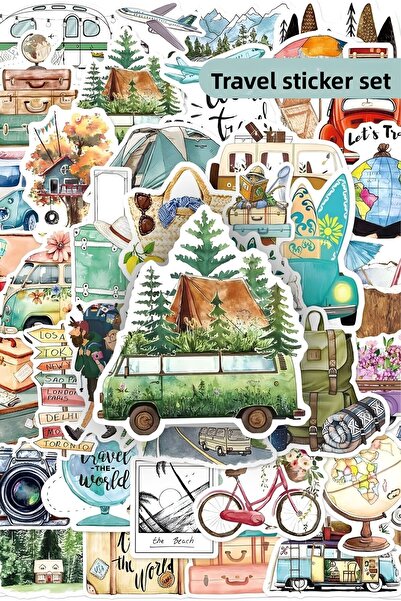 Grafikup Set de 100 de autocolante de călătorie - Autocolant pentru telefon p...