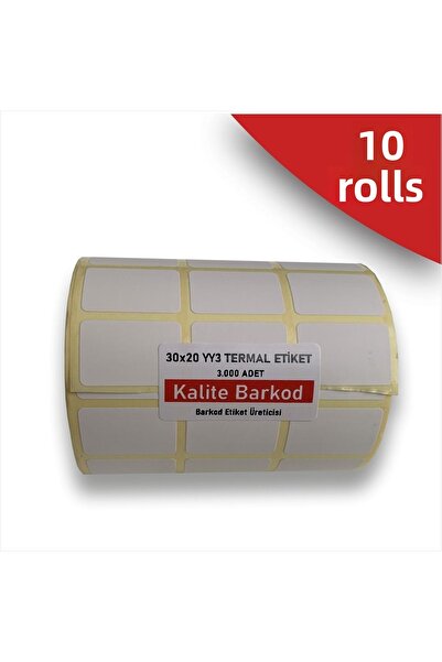 Kalite Barkod 30x20 ملصق حراري من 3 قطع| 10 لفات من ملصقات الباركود