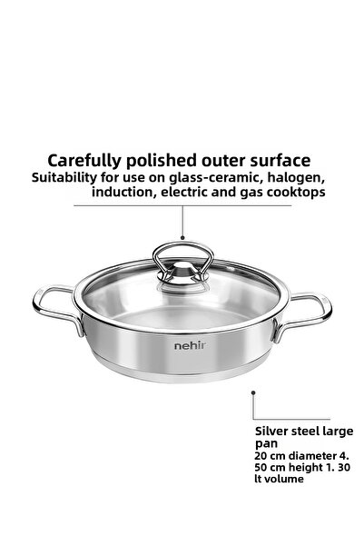 Nehir Silver 4 Piece Stainless Steel Sahan Set (18-20 cm)