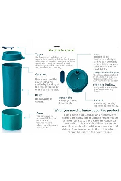 Tupperware Carrying Glass 490 ml Tea Coffee Carrying Glass