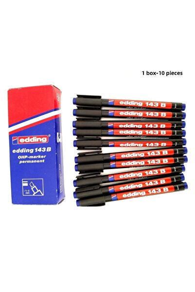 Edding 143B قلم أسيتات دائم - أزرق، 1 علبة - 10 وحدات