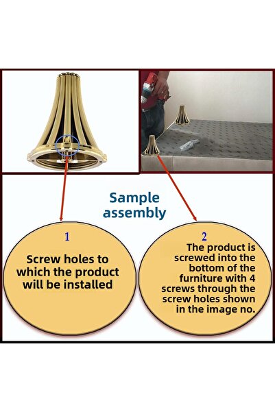 Badem10 (4 Pcs) Istanbul 12 cm Gold Gold Furniture Sofa Armchair Tv Unit Console Leg Foot Feet