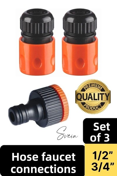 Svein Set de 3 furtunuri de conectare la robinet 1/2” - 3/4” Auto-negrozătură...