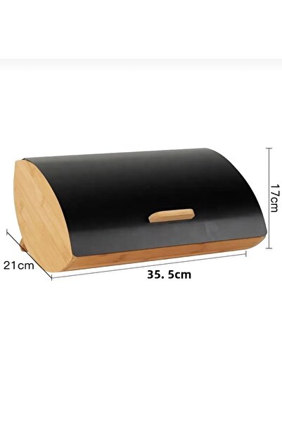 CEZVE HOME Karina Metal Lid Bamboo Luxury Bread Box Bread Holder