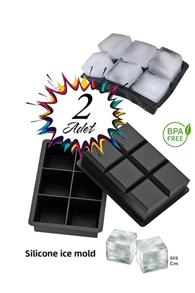 Dem Home 2 Pieces of 6-Compartment Large Size Silicone Ice Mold - 6-Piece Sil...