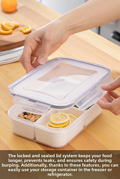 Meleni Home 3-Piece Rectangular Storage Set - Portable Diet and Lunch Box with Lid