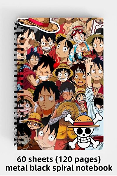 Anime Marketi دفتر ملاحظات ذو غلاف صلب مقاس A5 بتصميم قطعة واحدة 120 ورقة