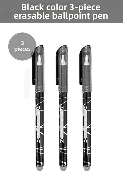 Furkan Neşriyat قلم حبر جاف قابل للمسح - أسود (3 قطع)