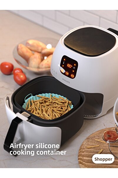 SHOPİST Turquoise Airfryer Silicone Baking Dish 20x5 Cm Bpa Free Airfryer Baking Paper Accessory Mold