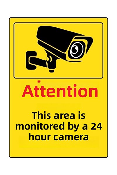 MH MiniHediye This Area Is Monitored by Camera Warning Sign 3 mm Mdf 20X30