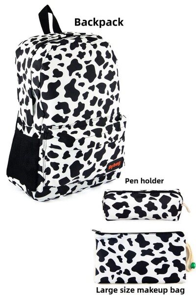 BYBAG Geantă de machiaj cu model din piele de vacă de dimensiuni mari - Set s...