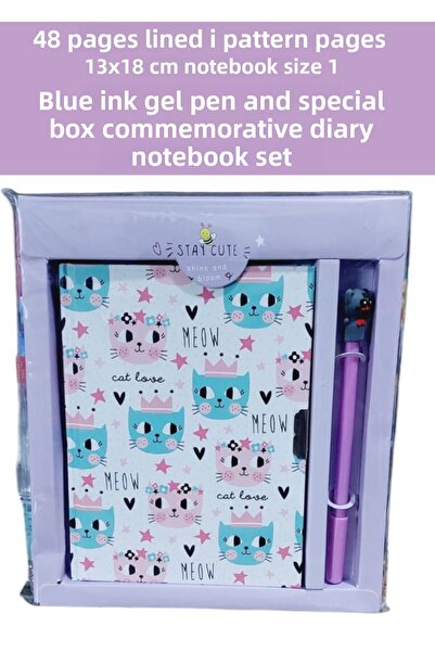 SEYFİKİRTASİYE 48 Φύλλα Ριγέ Μπλε Gel στυλό - Μέγεθος 13x18 cm, Μελάνι, Με Ει...