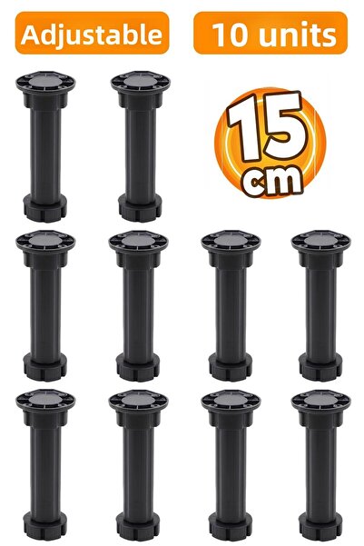 Badem10 15 см черни нивелиращи крачета - регулируеми повдигачи за шкафове и к...