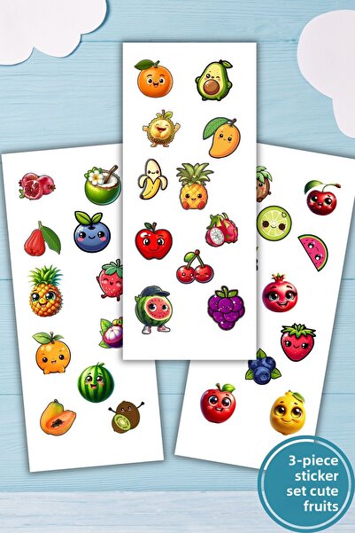 birikiyedi مجموعة فواكه لطيفة مكونة من 3 قطع مناسبة للمخطط/الجدول اليومي/مجلة...