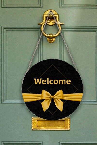 Nod Bine ați venit la modelul nostru de decorare a peretelui ușii casei, pictură decorativă pentru ușă de acasă cu șir rotund din lemn