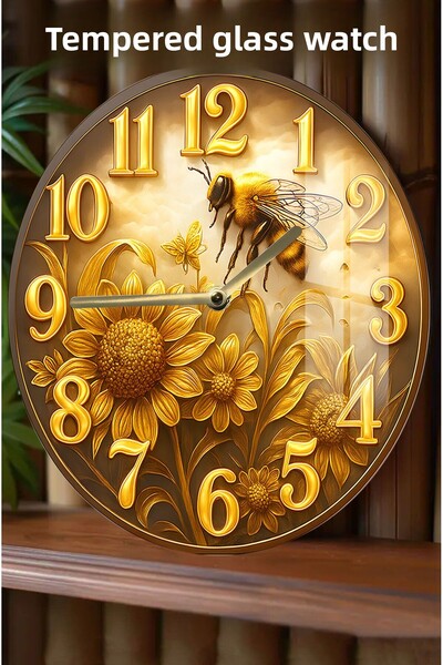 kutuTR تصميم مبهر بالفخامة! ساعة زجاجية مقسّاة بثلاثة أبعاد - 33 سم CSDW211