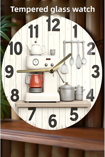 kutuTR 3D Look Tempered Glass Clock, Adding Elegance and Functionality to Kitchens – 33 cm Csdw230