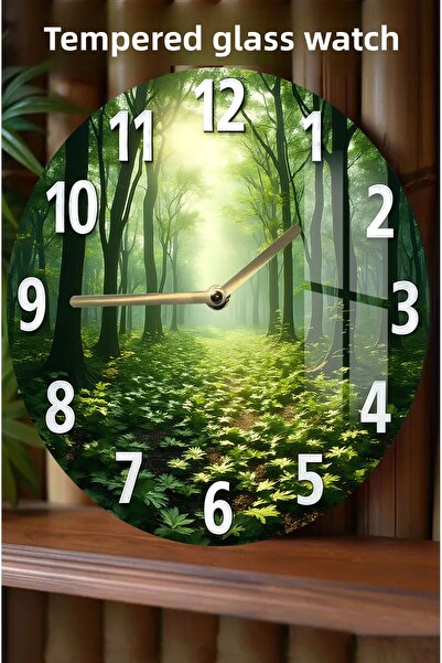 kutuTR 3D View Tempered Glass Clock, Carrying the Tranquility of Nature into Your Home – 33 cm Csdw224