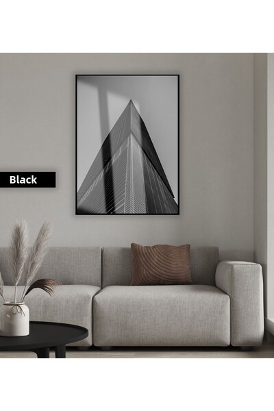 Harikabirev HARİKABİREV | MODEL BLACK&WHITE SKYDELEN 04 | TABLA DE STICLA TEMPLATA CU CADRU, SIMPLE, VERTICALA