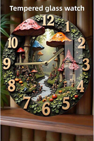 kutuTR Decorative 3D Look Tempered Glass Clock to Create a Fairy Tale Atmosphere in Your Home – 33 cm Csdw245