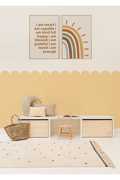 WALLHUMAN Διακοσμητικό αυτοκόλλητο τοίχου σε μποέμικο στυλ Λεπτομερές κυματισ...