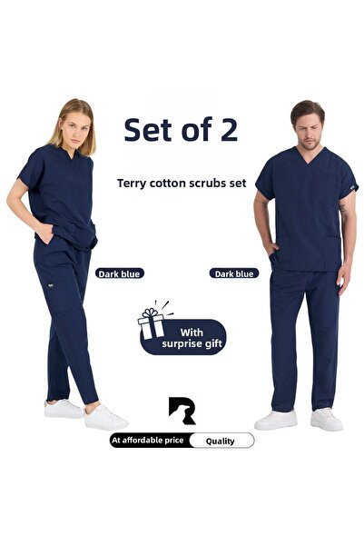 KARGA ÜNİFORMA SET DE 2 - Uniforme unisex cu mâneci liliac pentru asistentă m...