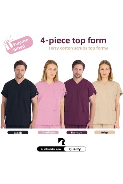 KARGA ÜNİFORMA مجموعة من 4 قطع من ملابس العمل - زي موحد للممرضات والأطباء بأكمام الخفاش للجنسين