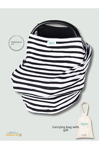 Zuppers عربة أطفال عملية وغطاء للرضاعة - أبيض وأسود - حقيبة هدية