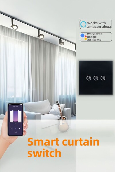 NPO FGTCM009 مفتاح كهربائي ذكي يعمل باللمس واي فاي TUYA - أسود