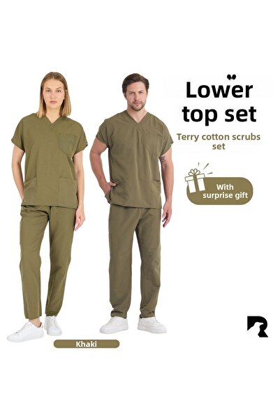 Raven Uniform قميص طبيب وممرضة من القماش الرقيق للجنسين - طقم جراحة طبية