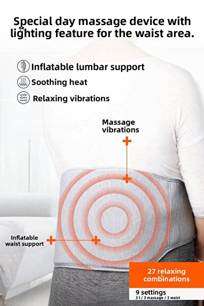 Realx Inflatable Lumbar Support Waist Massager with Vibration Heating