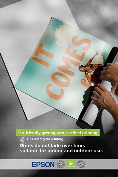 Postifull Wooden Framed Painting, Waves Are Coming, Illustration, Maximalist, Blue Color Poster, 2025 Summer Selection