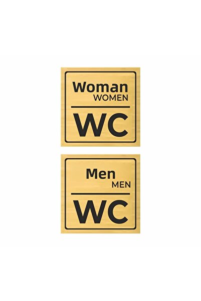 hediyenebak باب مرحاض معدني ذهبي اللون للنساء والرجال مقاس 15 × 15 سم، قطعتان