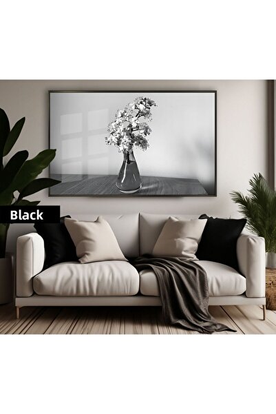 Harikabirev HARİKABİREV | MODEL FLORAL CU VASE DE CULOARE NEGRU&ALB | TABLO D...
