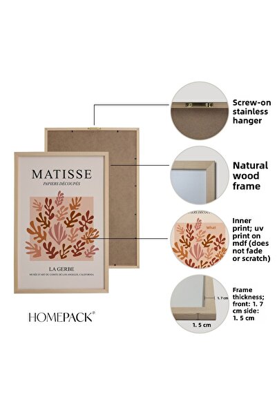 HOMEPACK Natural Wooden Framed 3-Piece Painting Set Hpn019