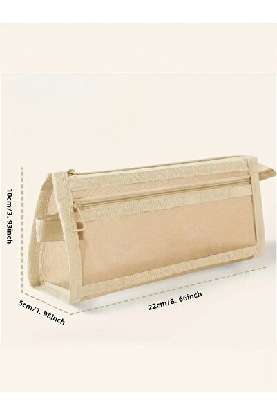 SOSYETEZGAHI Double Layer Mesh Pen Holder Mini Travel Office Material Bag