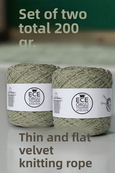 Ece Örgü Tasarım Atölyesi Πράσινο, λεπτό και επίπεδο βελούδινο νήμα πλεξίματο...