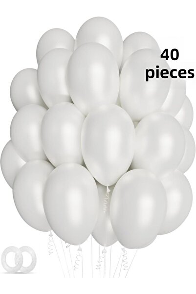 Baloncu Dükkanı 40 بالون أبيض لؤلؤي لامع للحفلات، التخرج، الخطوبة، أعياد المي...