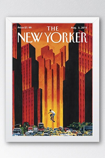 Saturn Pictură înrămată The New Yorker 3 august 2015 - Pictură de skateboarde...