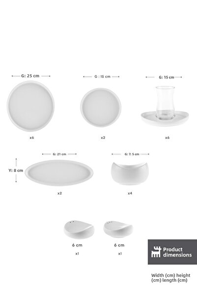 Karaca طقم إفطار مكون من 28 قطعة مكون من 6 قطع من Forever Bone Olla