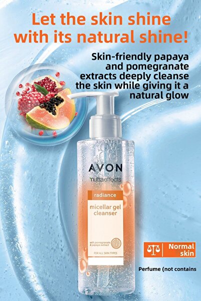 AVON True Radiance Micellar Pomegranate and Papaya Cleanser 195ml