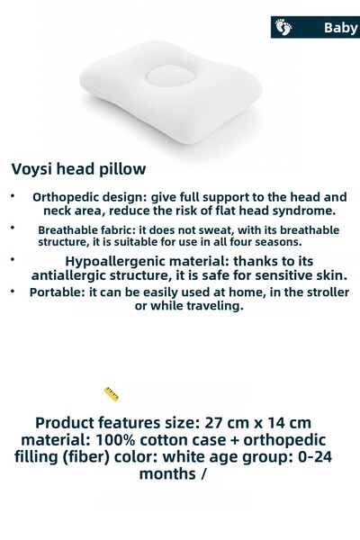 Bebeck Baby Flat Head Pillow Baby Pillow Soft Cotton Fabric Voysı Pillow