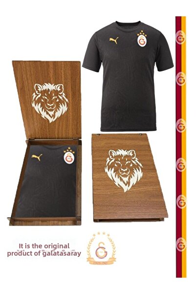 Galatasaray Licensed Puma a Team 5 Star T-Shirt Gift Lion with Wooden Box