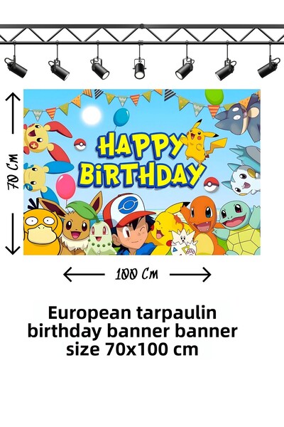 snowparty Banner tematic Pokemon pentru ziua de naștere