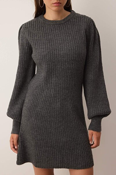 Trendyol Collection Anthracite A-Line Mini Knitwear Soft Texture Dress Twoaw26El00051