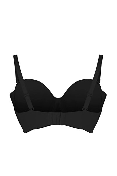 Trendyol Curve Black Removable Strap Covered Lace Lilyum Unfilled Strapless Plus Size Bra Tbbaw26Cw00006
